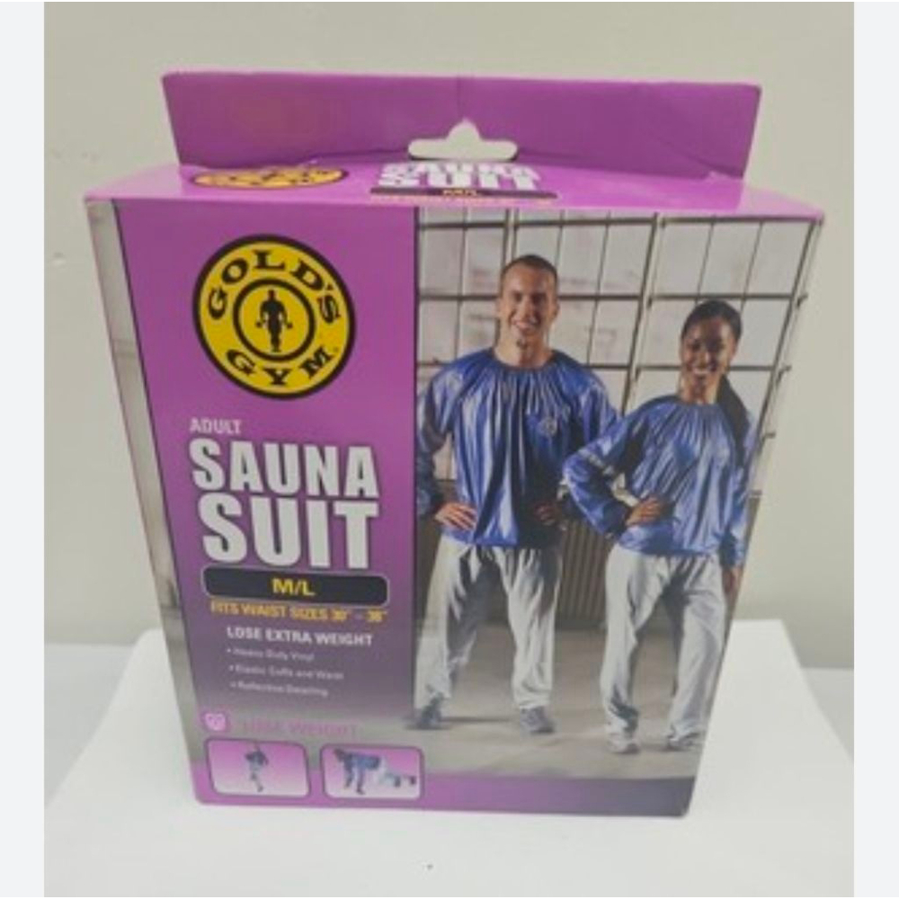 Gold's Gym Adult Sauna Suit M/L Blue Gray Workout Weightloss NWOT